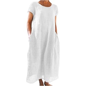 Cotton Linen Pocket Dress by Generic