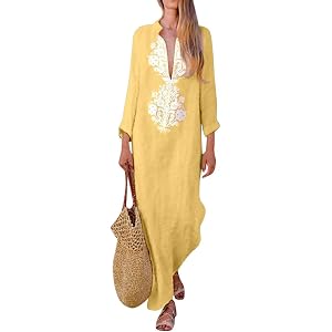 V-Neck Maxi Kaftan Dress by Sinfu