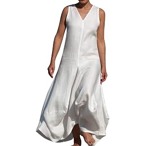 Sleeveless Cotton Linen Dress by Jacansi